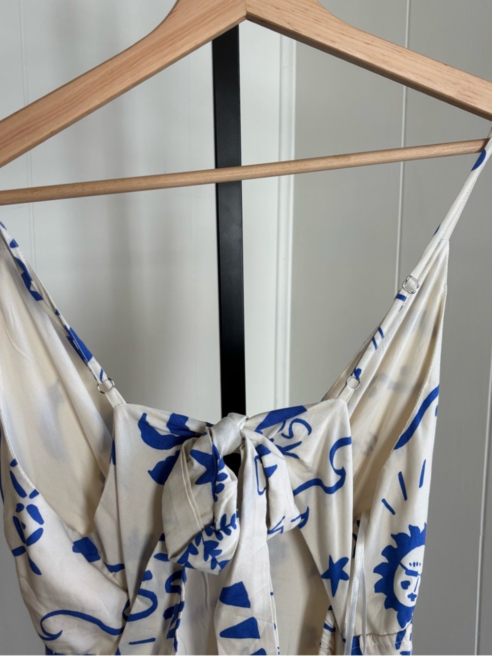 Paper Heart NWT Resortwear Keyhole Maxi Dress Blue Vacation Tie Back Women L - Picture 9 of 11